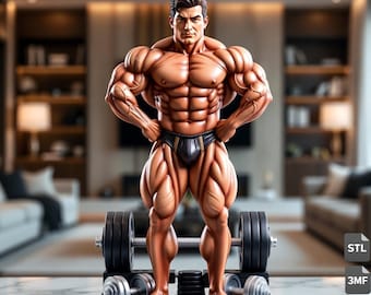 Figura realista de culturista en formato STL y 3MF para impresión 3D (descarga digital) – Estatua de fitness.