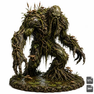 Realistic Swamp Mutant STL & 3MF File, Monstrous Marsh Creature Statue, High Detail 3D Print Model, Digital Download