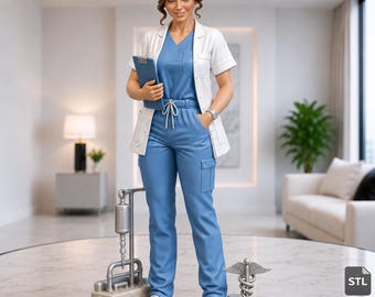 Realistic Nurse STL & 3MF File, Professional Healthcare Worker Statue, High Detail 3D Print Model, Digital Download