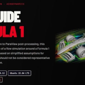 May include: A black graphic with the text "CFD GUIDE FORMULA 1" in white and red. A silver Formula 1 race car is shown with colourful airflow lines. The guide covers flow simulation setup.