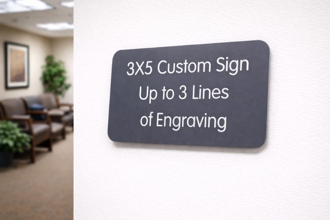 Custom Engraved 3x5 Gray Office Sign | Name Plate | Personalized Wall ...