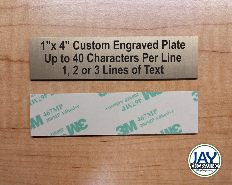 Custom Engraved 1x2 1x3 or 1x4 Brushed Gold Plate W/ Adhesive Backing ...