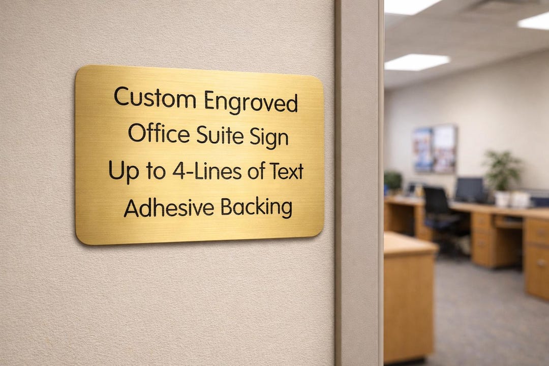 Custom Engraved 4x6 Brushed Gold Tone Office Sign | Personalized Name ...