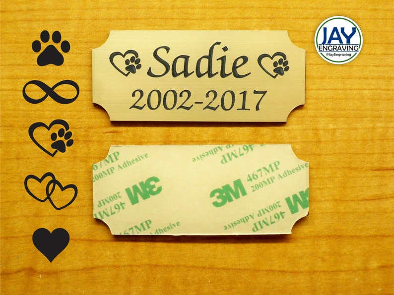 Custom Engraved 1.25x3-inch Name Plate Loving Memory of Plaque for Cats Dogs Pets Urn Ash Box Personalized Engraving Cat Dog Tag Keepsake Gold