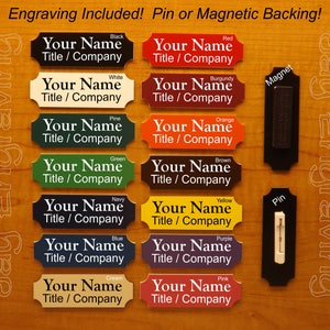 Custom Engraved 1x3 Employee ID Name Tag | Badge with Pin or Magnetic Closure | Customized Personalized Professional Engraving Personalised