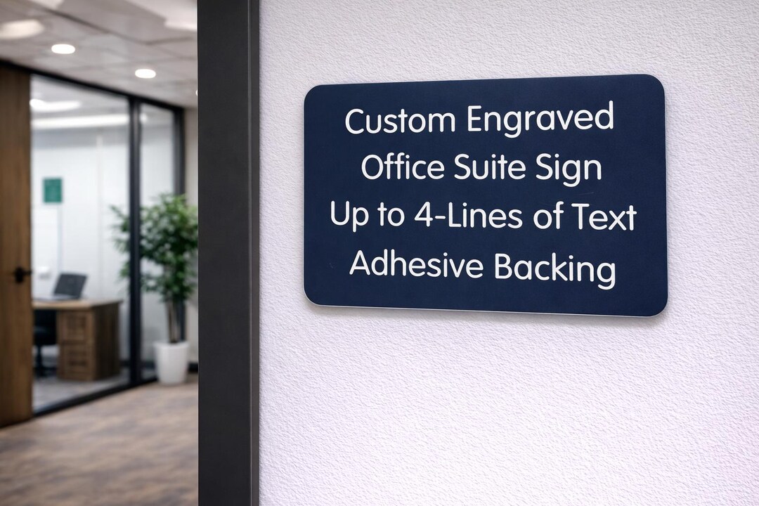 Custom Engraved 4x6 Navy Blue Office Sign | Personalized Name Plate ...