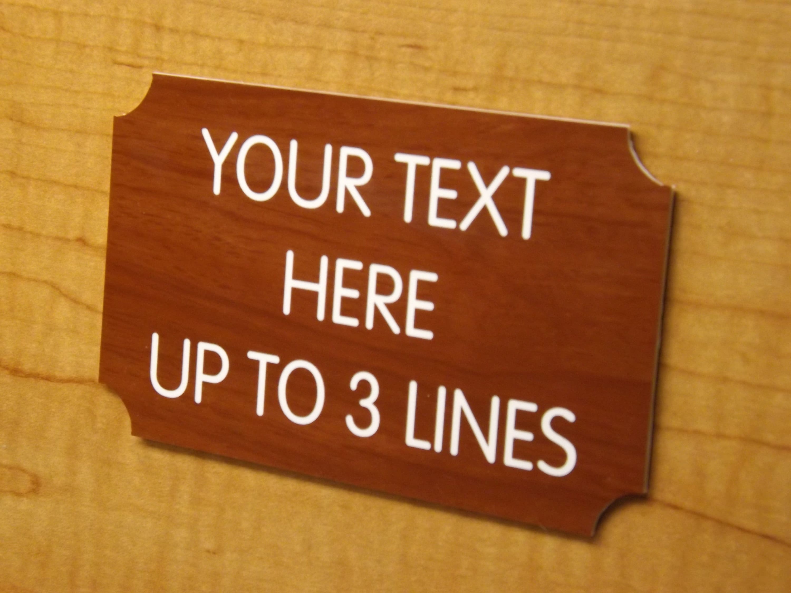 Custom Engraved 3x5 Office Sign | Mahogany Wood-grain Name Plate ...