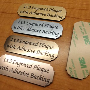 Custom Engraved 1x3 Plaque with Calligraphy Script Font & Adhesive Backing | Customized Personalized Urn Memory of Sign Pet Name Plate Tag