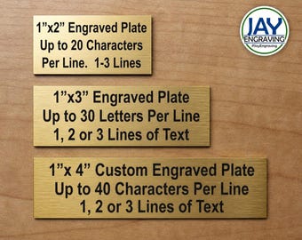 Custom Engraved 1x2 1x3 or 1x4 Brushed Gold Plate w/ Adhesive Backing | Brass Suite Sign Plaque / Placard Badge Your Wording Information Tag