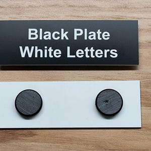 Custom Engraved 1x3 Black Magnetic Plate w/ 2 Magnets | Personalized Customized Tag Name Sign Home Office Small Business Engraving