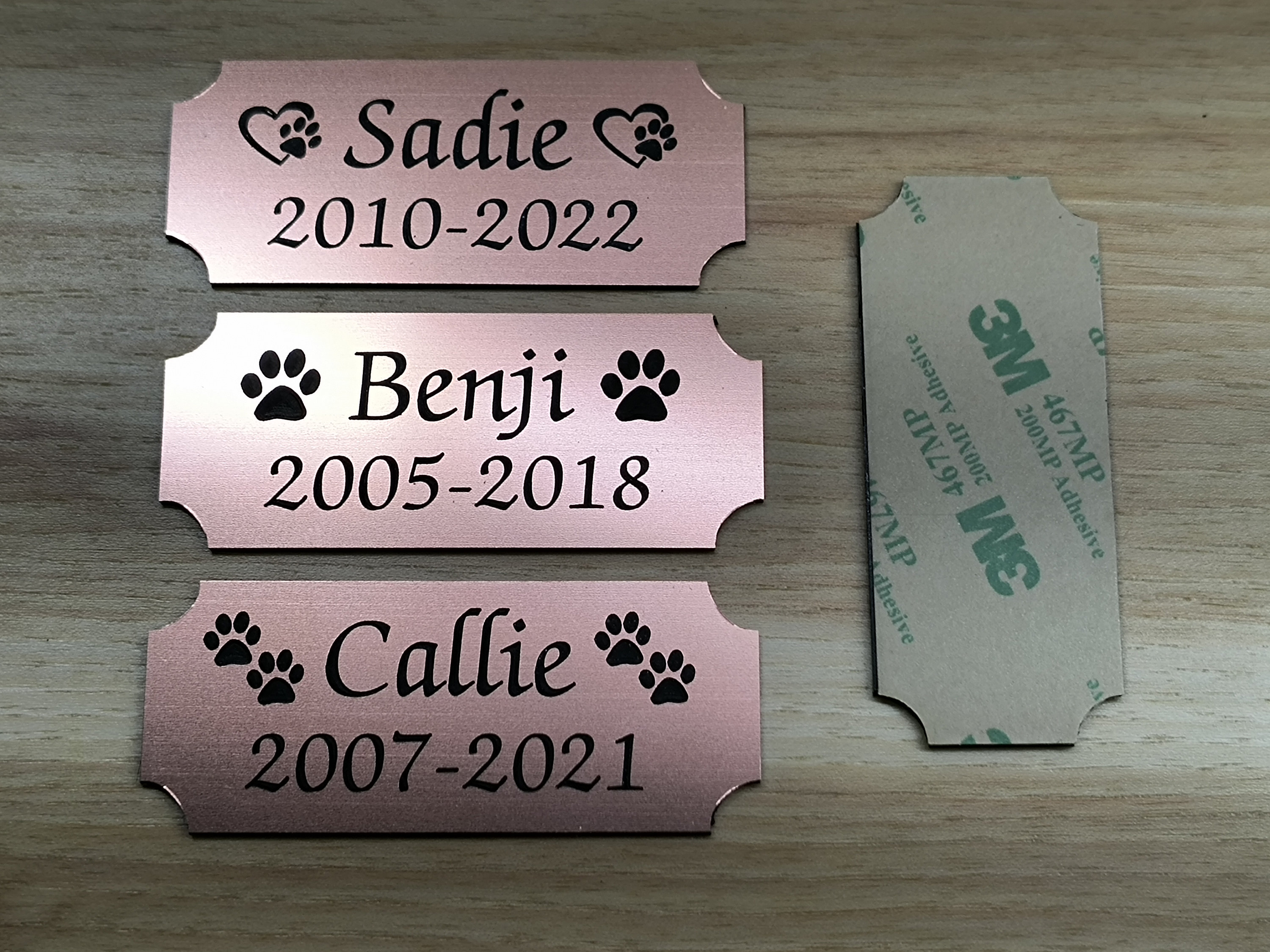 Custom Engraved Rose Gold Pet Memorial Plaque | 1.25x3 Name Plate Memory of Plaque Cats Dogs Pets Urn Ash Box Personalized Engraving Cat Dog