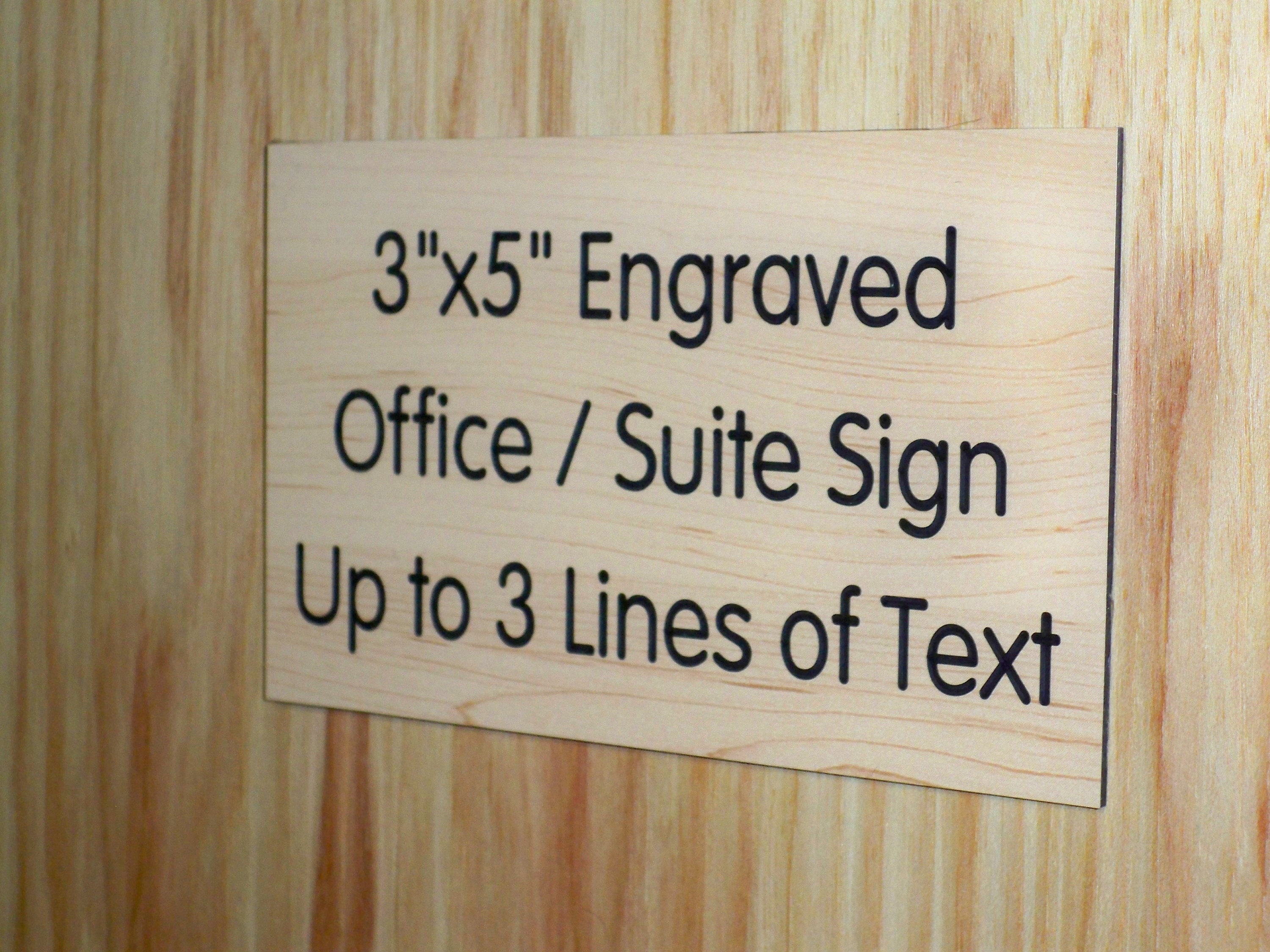 Custom Engraved 3x5 Office Sign | 4 Woodgrain Texture Color Choices ...