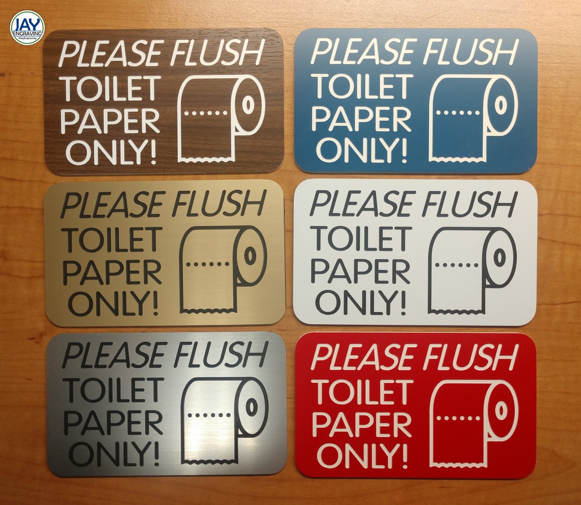 Please Flush TOILET PAPER ONLY Engraved 3x5 Restroom Sign - Etsy