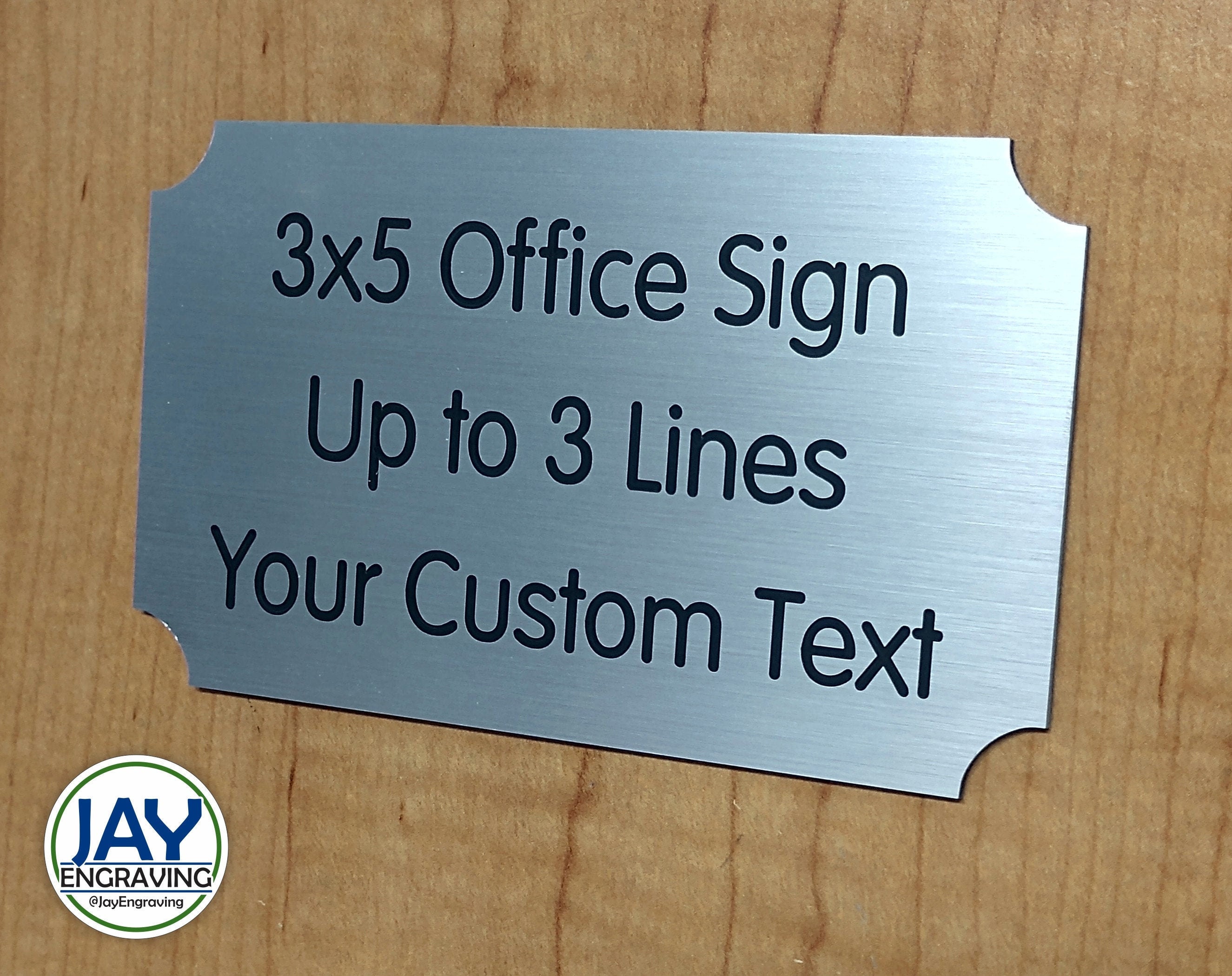 Custom Engraved 3x5 Office Sign | Brushed Silver Name Plate ...