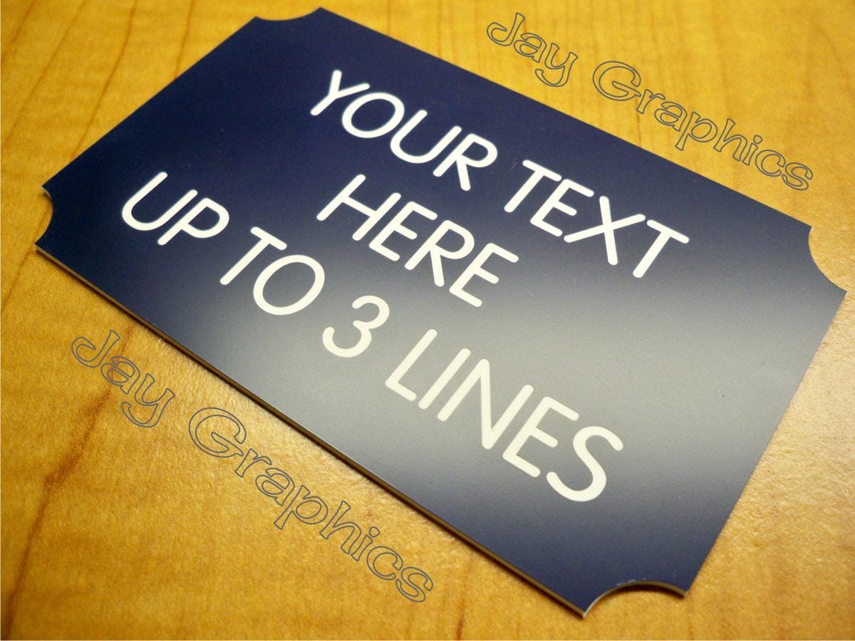 Custom Engraved 3x5 Office Sign | Navy Blue Name Plate | Personalized ...