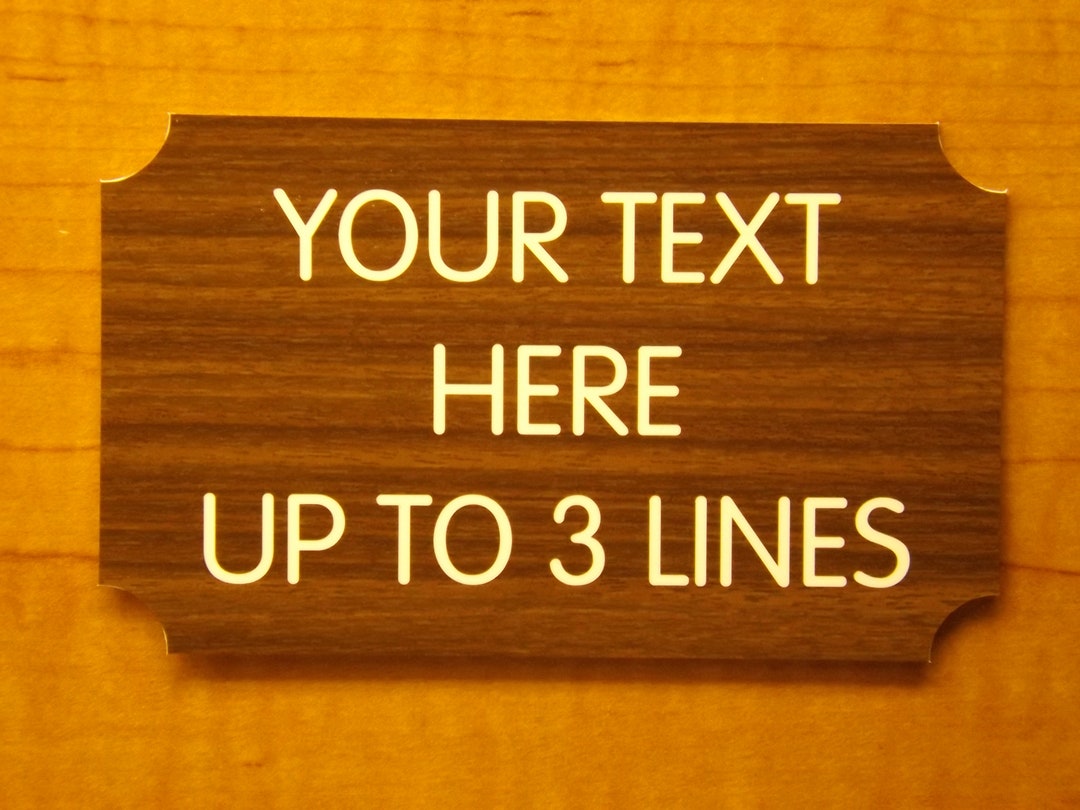 Custom Engraved 3x5 Office Sign Walnut Woodgrain Name Plate