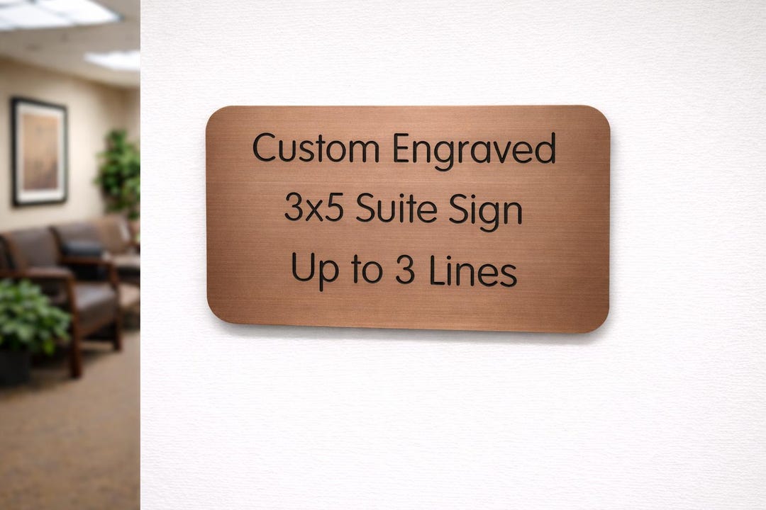 Custom Engraved 3x5 Brushed Copper Tone Office Wall Sign / Directional ...