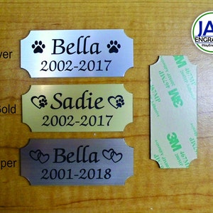 Custom Engraved 1.25x3-inch Name Plate Loving Memory of Plaque for Cats Dogs Pets Urn Ash Box Personalized Engraving Cat Dog Tag Keepsake image 1