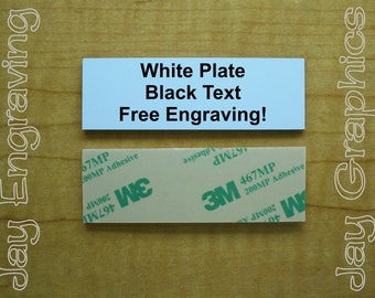 Custom Engraved 1x3 White Plate w/ Adhesive Backing | Personalized Customized Wall Door Desk Tag Name Sign Home Office Small Business