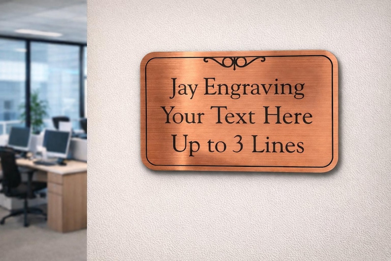 Custom Engraved 3x5 Suite Sign | Brushed Copper Finish, Adhesive Back ...