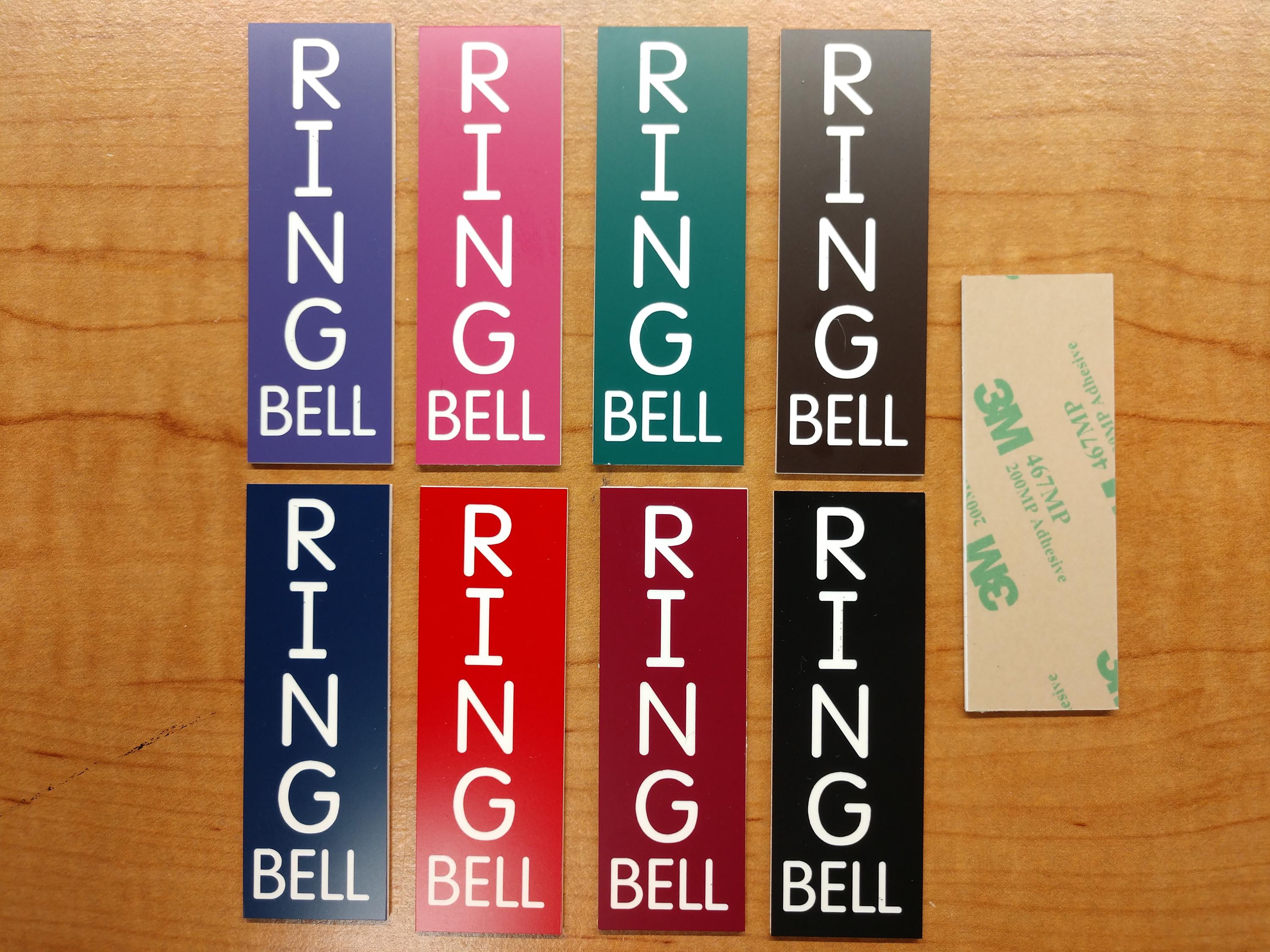 Engraved 3x1 Inch Vertical Doorbell Sign - Red ABS Plastic With Adhesive Backing