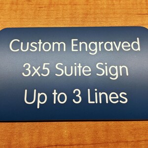 Custom Engraved 3x5 Blue Office Sign | Name Plate Personalized Wall ...