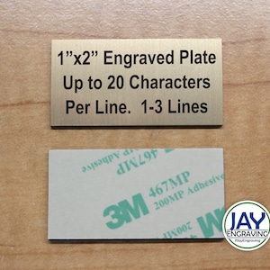 Custom Engraved 1x2 Brushed Gold Plate with Adhesive | Suite Sign Plaque | Wall Door Placard Badge | Customized Personalized Memory Pet Name