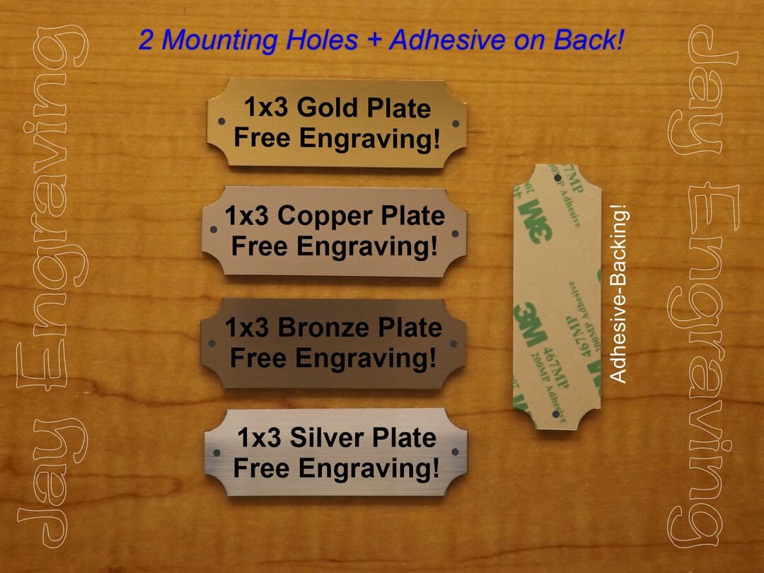 Custom Engraved 1x3 Plate With Mounting Holes and Adhesive Backing ...