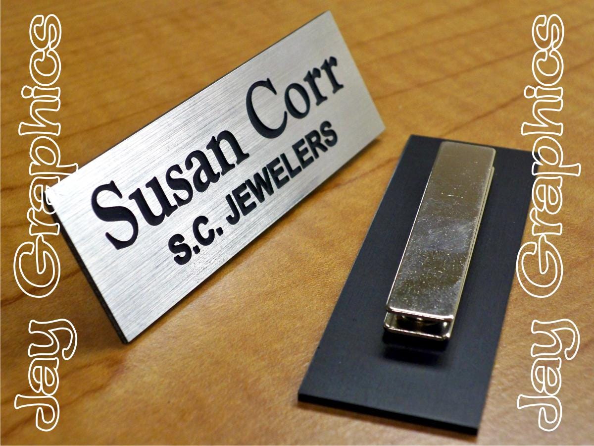 定番人気！ Engraved Custom 1x3 With Badge Tag Name Silver Brushed 筆記具
