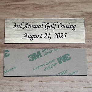 Custom Engraved 1x3 Plate with Script Font | Brushed Bronze finish with Adhesive Back Plaque Sign Label Keepsake Trophy Urn Trophy Tag 1 x 3