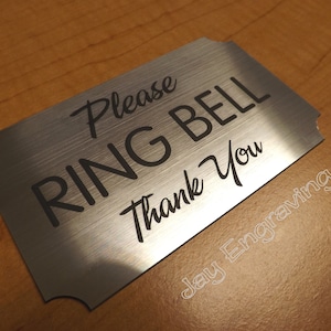 Engraved Please Ring Bell 3x5 Door or Wall Mounted Sign Plaque | Front Door Counter Reception Foyer Waiting Room Signage Gold Silver Bronze