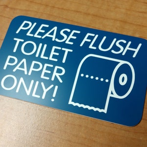 Please Flush TOILET PAPER ONLY Engraved 3x5inch Restroom Sign | Bathroom Lavatory Sink Bath Shower Plaque Warning Notice Septic Tank System