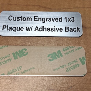 Custom Engraved 1x3 Brushed Silver Plate with Rounded Corners and Adhesive Backing Plaque Placard Sign Display Trophy Award Urn 1&quot; x 3&quot;