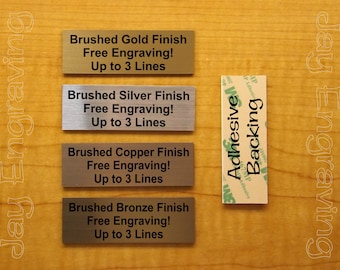 Custom Engraved 1x3 Plate | First Deer Buck Placard Badge Hunting | Adhesive Backing | Customized Personalized | Brushed Metal Finish