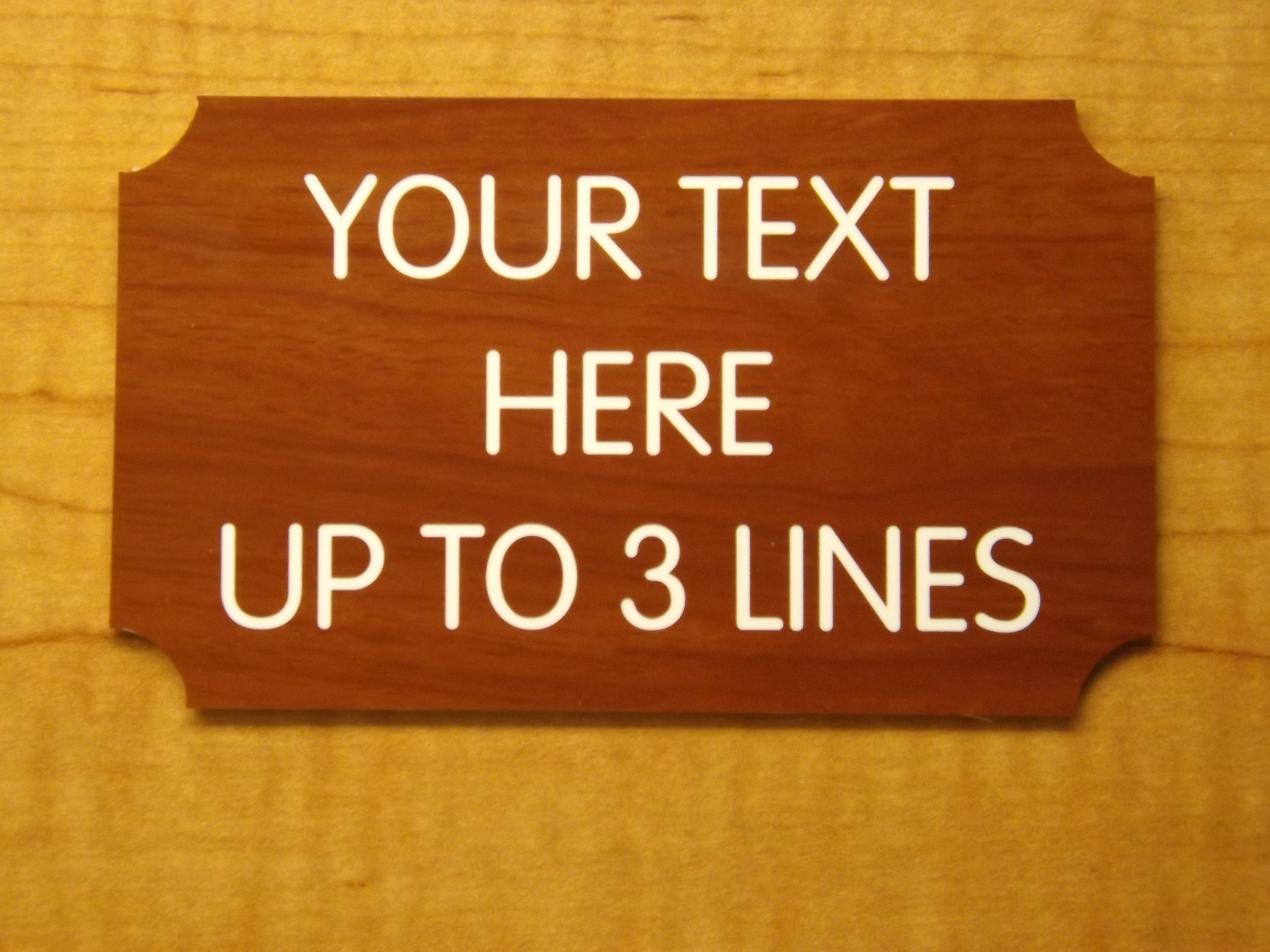 Custom Engraved 3x5 Office Sign | Mahogany Wood-grain Name Plate ...