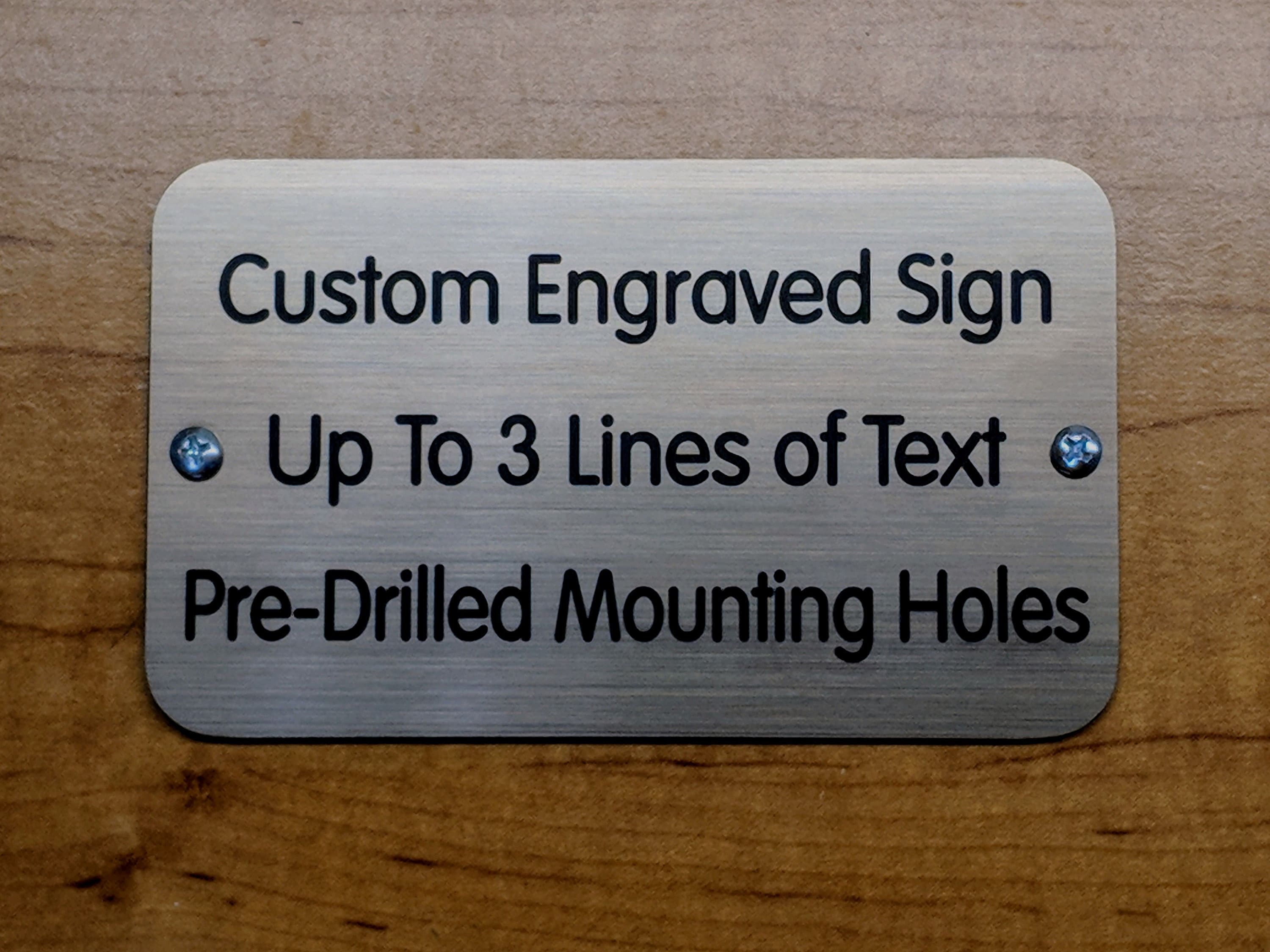 Custom Engraved 3x5 Office Sign With Mounting Holes | Brushed Gold ...