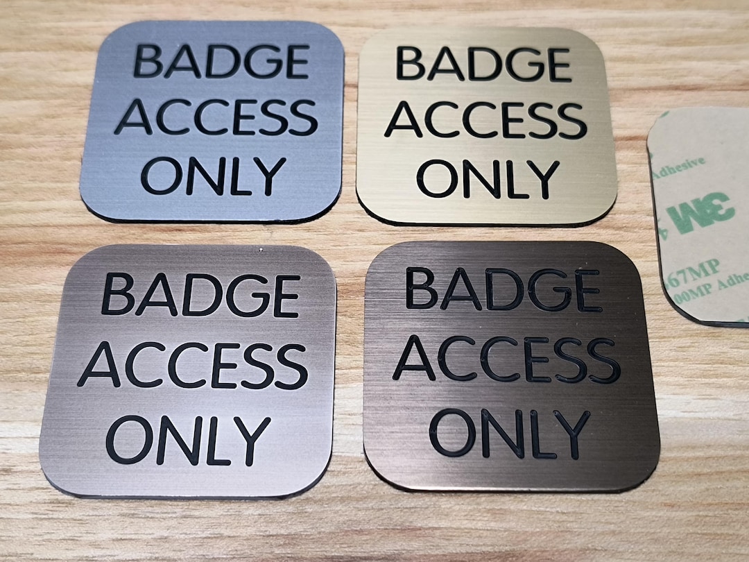 Engraved Badge Access Only Sign With Adhesive Backing / Employee Plaque ...
