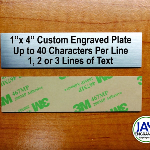 Custom Engraved 1x4 Silver Plate | Suite Sign Plaque | Wall Door Placard Badge | Adhesive Backing Customized Personalized Trophy Urn Memory