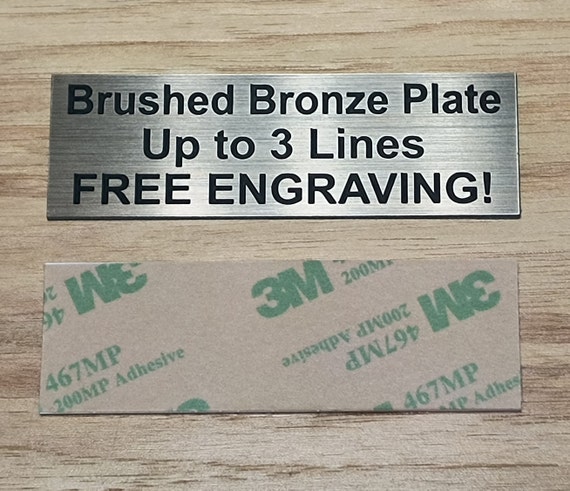 Custom Engraved 1x3 Bronze Plate W/ Adhesive Backing