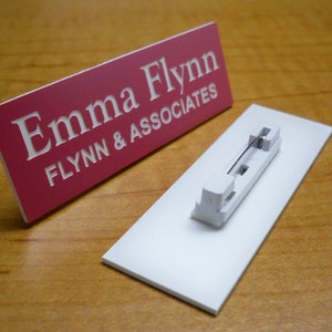 Engraved 1x3 Pink Name Tag | Badge with Pin Closure | Employee ID | Office Business Personalized Customized Engraving