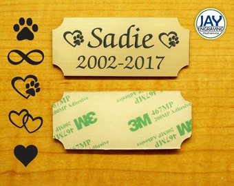 Custom Engraved Pet Memorial Plaque | Gold 1.25x3 Name Plate Memory of Plaque Cats Dogs Pets Urn Ash Box Personalized Engraving Cat Dog Tag