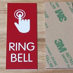 Engraved 1x3 RING BELL Front Door Or Reception Sign