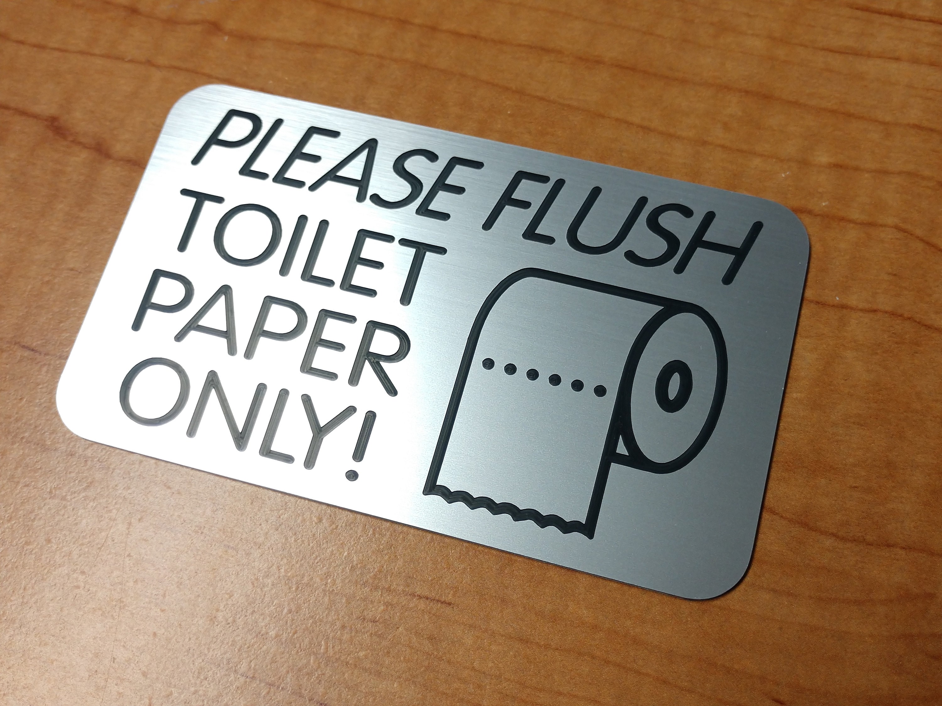Please Flush TOILET PAPER ONLY Engraved 3x5 Restroom Sign | Etsy