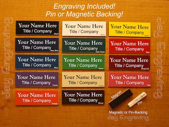 Engraved Employee Personalized Name Tag Badge 1x3 Pin Or Magnet for sale from Un