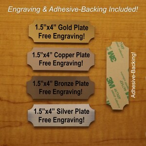 Custom Engraved 1.5x4 Plaque Suite Sign | Wall Door Placard Badge | Adhesive Backing | Customized Personalized | Award Trophy Memory Pet Urn