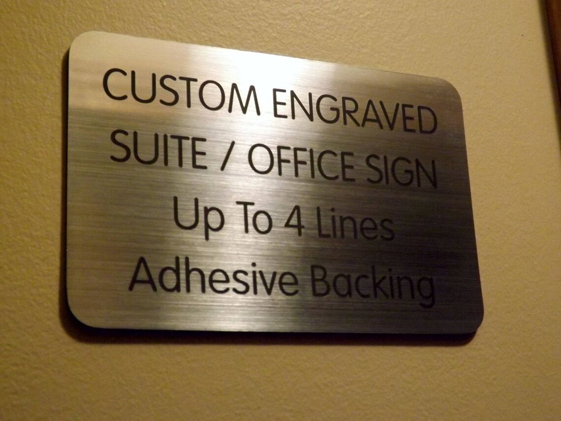 Custom Engraved 4x6 Brushed Silver Office Sign Personalized Etsy