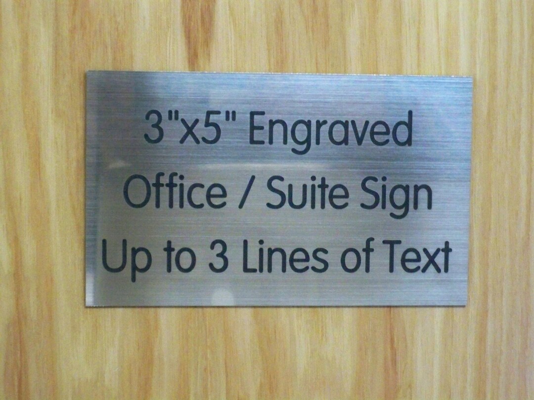 Custom Engraved 3x5 Office Sign | 4 Brushed Metal Texture Color Choices ...