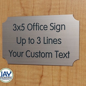 Custom Engraved 3x5 Office Sign | Copper Finish Name Plate | Personalized Wall Door Plaque | Adhesive Backed Small Business Home Office