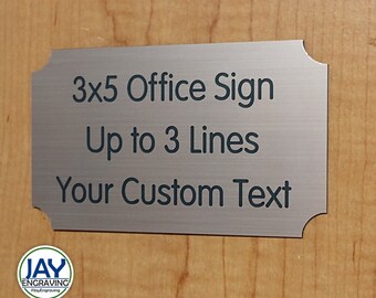 Custom Engraved 3x5 Office Sign | Copper Finish Name Plate | Personalized Wall Door Plaque | Adhesive Backed Small Business Home Office