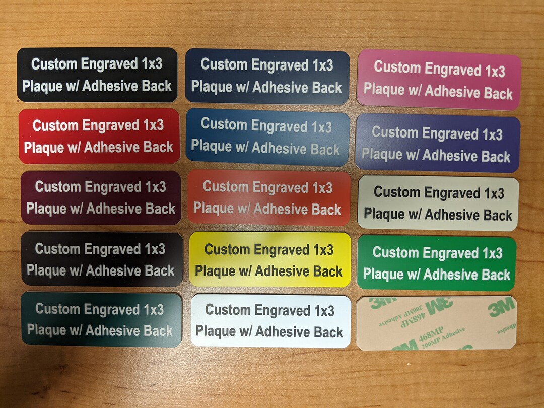 Custom Engraved 1x3 Any Color Plaque With Adhesive Backing & Radius ...
